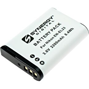 Synergy Digital Camera Battery, Compatible with Nikon EN-EL23 Digital Camera, (Li-ion, 3.8V, 2200mAh) Ultra High Capacity, Replacement for Nikon EN-EL23 Battery
