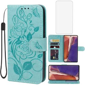 Case for Galaxy Note 20 5G Case, Samsung Note 20 SM-N981U Wallet Case with Tempered Glass Screen Protector, Leather Flip Credit Card Holder Stand Cover for Samsung Galaxy Note20 Rose Gold