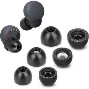 Memory Foam Tips for Sony LinkBuds S, Anti-Slip Replacement Ear Tips for Sony True Wireless Earphones，Fit in The Charging Case, Perfect Noise Cancellation, 3 Pairs (Mixed Sizes, Black)