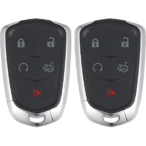 X AUTOHAUX 2pcs 315MHz HYQ2AB 5 Button Car Keyless Entry Remote Control Replacement Key Fob Proximity Smart Fob for Cadillac XTS CTS ATS