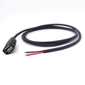 20AWG Single Short USB Female Power Pigtail，0.3M/1FT USB 2.0 A Female Jack Connector 2 Pin Power Cable Charging Wire 5V for USB Repair Replacement