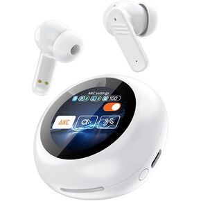Earbuds with Smart Touch Screen Housing - Bluetooth Headset 5.4 Touch Smart Screen ENC Call Noise earbuds - LED color touch screen Wireless noise-canceling earbuds - Three main scene modes (Black)