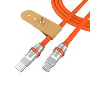 Hichain USB C Charger Cable Orange 6.5 ft, Type C Fast Charging Cord 100W Silicone Data Transfer Chubby Cable for Phone Samsung Galaxy Pixel Xiaomi PS5 WH-CCO6.5