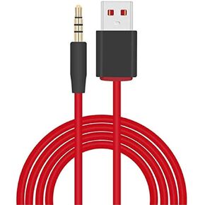 USB 3.5mm Replacement Cable Wireless Charger Cord for Beats by Dre Studio Solo Headphones MP3 MP4 Players, Speakers, Watches, Boombox, Research Chips and Any Other Device with Port(red)