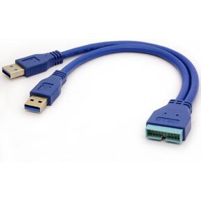 Dual USB 3.0 Type A to 20 Pin Header Cable Super Speed 5Gbp/s Data Sygn Transmission Adapters Male Y Connectors Slot for Computer Motherboards
