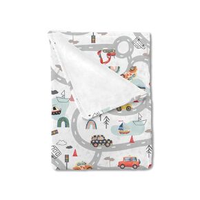 Cartoon Road Car Vehicles Baby Blanket for Boy Girl City Roadway Truck Boat Mountain Forest Rainbow Flannel Receiving Blanket Soft Swaddle Blanket for Toddler Nursery Bed Blanket Crib Playmat 30x40