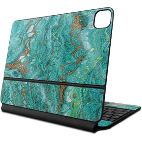 Glossy Glitter Skin Compatible With Apple Magic Keyboard for iPad Pro 13‑inch (M4) 2024 - Turquoise Ripple - Premium 3M Vinyl Protective Decal Cover - Easy To Apply | Crafted in the USA by MightySkins