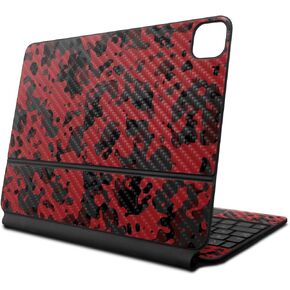 Carbon Fiber Skin Compatible with Apple Magic Keyboard for iPad Pro 13‑inch (M4) 2024 - Red Modern Camo - Premium 3M Vinyl Protective Decal Cover - Easy to Apply | Crafted in The USA by MightySkins