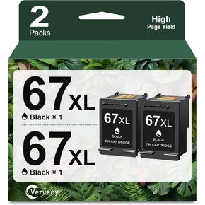 خرطوشة حبر سوداء 67XL متوافقة مع HP Ink 67 Black خراطيش حبر 67XL 67 XL سوداء معاد تصنيعها متوافقة مع طابعة HP DeskJet 2755e 2700 2700e 4100 Envy 6000 6055e 6400 6458e (2 أسود) in Kuwait