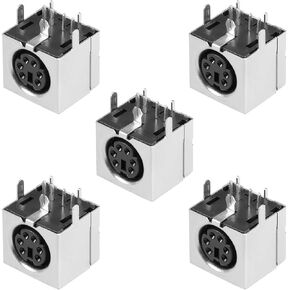uxcell S-video PCB Mount 6 Pin Mini Din Socket Video Connector Black 5Pcs