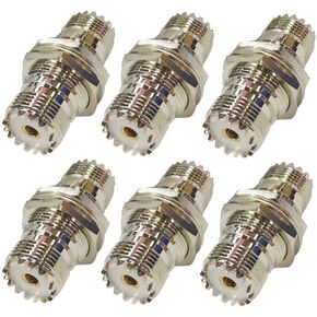 UHF Female to Female SO239 Coaxial Bulkhead Connector with Nut Panel Mount Adapter (6pcs SO239 to SO 239 Adapter)