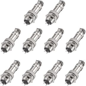 uxcell Aviation Connector 12mm 2 Terminals 5A 300V GX12 Waterproof Male Socket Female Plug Panel Metal Wire Connector Fittings 10 Pairs
