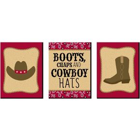Big Dot of Happiness Little Cowboy - Western Nursery Wall Art and Kids Room Decorations - Gift Ideas - 7.5 x 10 inches - Set of 3 Prints