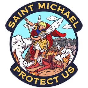 Sticker Saint Michael Car Wall Protect Us Window Vinyl Waterproof Decal Room Auto Door Gift Christmas Halloween Birthday Friend mom dad Bike