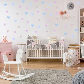 Heart Shape Wall Decals - Girl Bedroom Colorful Heart Wall Stickers, Repositionable Wall Stickers Peel and Stick for Nursery/Kids Room Decor, Removable Wall Decals Vinyl DIY Decor (200Pcs)