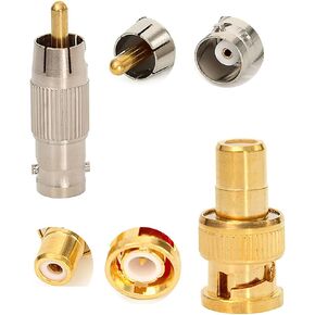 BNC to RCA Coaxial Adapter Kit 4pcs BNC Male to RCA Female Gold Plated Coax Connector+4Pcs BNC Female Jack to RCA Male Plug Nickel-Plated Adapter for CCTV Video Security Camera