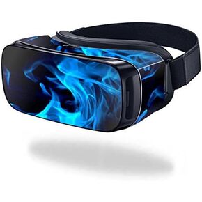 MightySkins Skin Compatible with Samsung Gear VR (Original) Cover wrap Sticker Skins Blue Flames