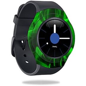 MightySkins Skin Compatible with Samsung Gear S2 3G - Green Flames | Protective, Durable, and Unique Vinyl Decal wrap Cover | Easy to Apply, Remove, and Change Styles | Made in The USA
