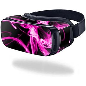 MightySkins Skin Compatible with Samsung Gear VR (Original) Cover wrap Sticker Skins Pink Flames