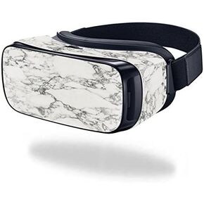 MightySkins Skin Compatible with Samsung Gear VR (Original) wrap Cover Sticker Skins White Marble