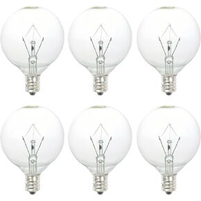Wax Warmer Bulbs,40W Light Bulbs for Candle Lamp Wax Melter, E12 Candelabra Base Round Light Bulb for Chandelier,Table Lamp, Wall Sconces,G50/120V,6Pack