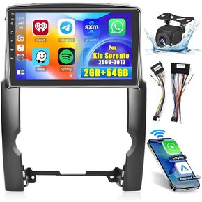 Android Car Stereo for Kia Sorento 2009-2012 Radio 2+64GB 10.1 Inch Touchscreen Car Radio Wireless Carplay Android Auto Support GPS Navigation WiFi Bluetooth FM EQ Backup Camera