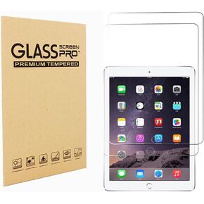 Designed for 9.7" iPad 6th 5th / iPad Pro 9.7 2016 / iPad Air 2 / iPad Air 1 Tempered Glass Screen Protector 9H Anti Scratch HD Clear Bubble Free(2pcs)