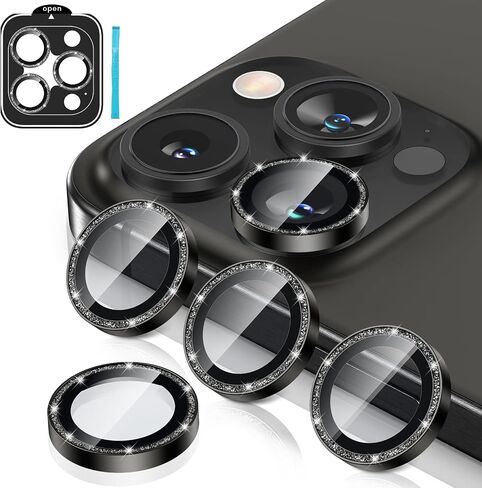 واقي عدسة الكاميرا Goton لهاتف iPhone 15 Pro/iPhone 15 Pro Max، [مقاوم للخدش] غطاء كاميرا من الزجاج المقوى 9H غطاء حلقة معدنية لحماية الكاميرا وغطاء شاشة وملحقات الفيلم in Saudi Arabia