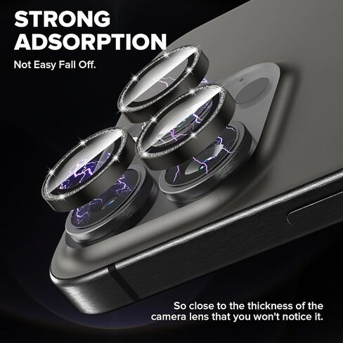 واقي عدسة الكاميرا Goton لهاتف iPhone 15 Pro/iPhone 15 Pro Max، [مقاوم للخدش] غطاء كاميرا من الزجاج المقوى 9H غطاء حلقة معدنية لحماية الكاميرا وغطاء شاشة وملحقات الفيلم in Saudi Arabia