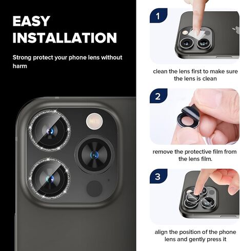 واقي عدسة الكاميرا Goton لهاتف iPhone 15 Pro/iPhone 15 Pro Max، [مقاوم للخدش] غطاء كاميرا من الزجاج المقوى 9H غطاء حلقة معدنية لحماية الكاميرا وغطاء شاشة وملحقات الفيلم in Saudi Arabia