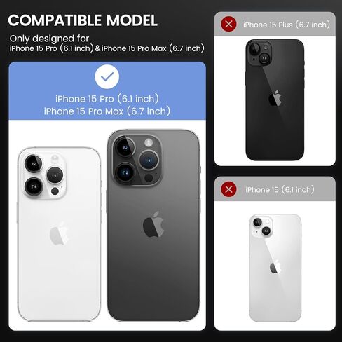واقي عدسة الكاميرا Goton لهاتف iPhone 15 Pro/iPhone 15 Pro Max، [مقاوم للخدش] غطاء كاميرا من الزجاج المقوى 9H غطاء حلقة معدنية لحماية الكاميرا وغطاء شاشة وملحقات الفيلم in Kuwait