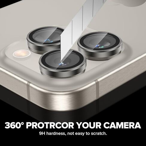 واقي عدسة الكاميرا Goton لهاتف iPhone 15 Pro/iPhone 15 Pro Max، [مقاوم للخدش] غطاء كاميرا من الزجاج المقوى 9H غطاء حلقة معدنية لحماية الكاميرا وغطاء شاشة وملحقات الفيلم in Kuwait