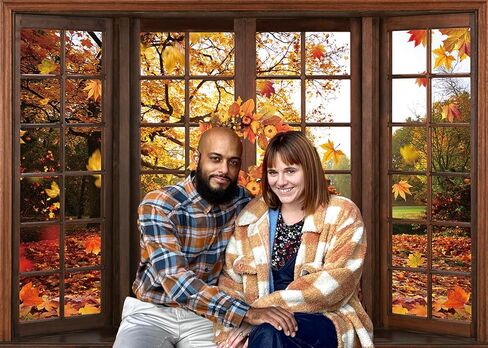 Fall Window Backdrop Autumn Forest Scene Maple Leaf Photography Background Fall Harvest Thanksgiving Day Kids Adults Baby Shower Birthday Party Decoration Photo Shoot Prop (7x5FT) in Saudi Arabia