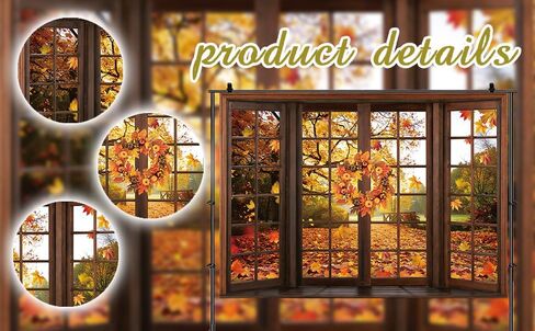 Fall Window Backdrop Autumn Forest Scene Maple Leaf Photography Background Fall Harvest Thanksgiving Day Kids Adults Baby Shower Birthday Party Decoration Photo Shoot Prop (7x5FT) in Saudi Arabia