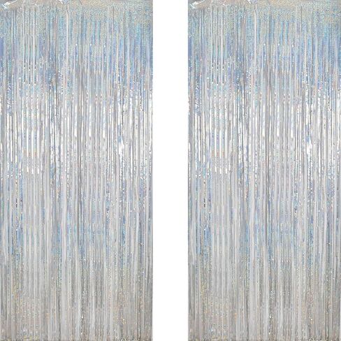 3 Pack 3.3 x 6.6 ft Pink Foil Fringe Curtains, Metallic Tinsel Curtain Backdrop for Parties, Door Wall Streamers, Glitter Streamer for Birthday, Photo Booth Props, Christmas Party Decor in Saudi Arabia