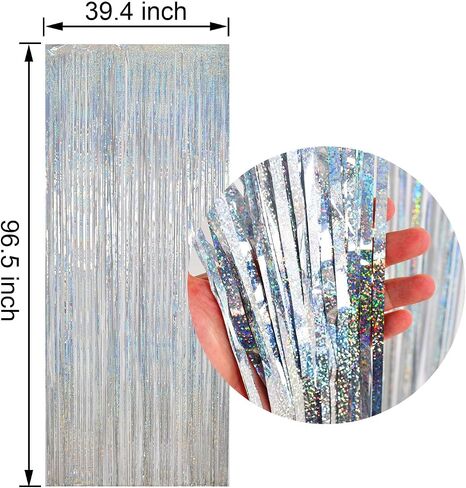 3 Pack 3.3 x 6.6 ft Pink Foil Fringe Curtains, Metallic Tinsel Curtain Backdrop for Parties, Door Wall Streamers, Glitter Streamer for Birthday, Photo Booth Props, Christmas Party Decor in Saudi Arabia
