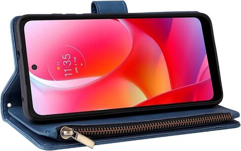 LBYZCASE for Moto G Stylus |2022| 4G Case with Card Holder,Durable Luxury Magnetic Folio Flip Leather Zipper Pocket Wrist Strap Kickstand Women Men for Motorola Moto G Stylus(2022) 4G,Blue in Saudi Arabia