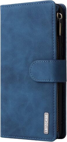 LBYZCASE for Moto G Stylus |2022| 4G Case with Card Holder,Durable Luxury Magnetic Folio Flip Leather Zipper Pocket Wrist Strap Kickstand Women Men for Motorola Moto G Stylus(2022) 4G,Blue in Saudi Arabia
