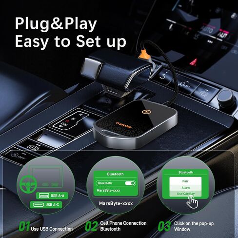 محول Carplay اللاسلكي 2024 مشفر تمت ترقيته باستخدام WIFI6، يحول محول Carplay السلكي إلى لاسلكي لأجهزة iPhone، قابس التحكم اللاسلكي وتشغيل Carplay للسيارات من 2015 لأجهزة Apple iPhone iOS 10+ in Saudi Arabia