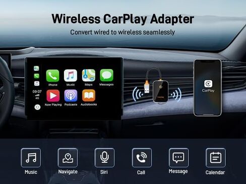محول Carplay اللاسلكي 2024 مشفر تمت ترقيته باستخدام WIFI6، يحول محول Carplay السلكي إلى لاسلكي لأجهزة iPhone، قابس التحكم اللاسلكي وتشغيل Carplay للسيارات من 2015 لأجهزة Apple iPhone iOS 10+ in Saudi Arabia