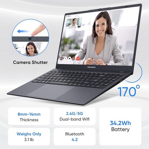 Win11 Laptop Computer, 8GB RAM/256GB NVMe SSD, 15.6 inch 1920x1080 IPS Display, Intel N5095 Quad Core Processor Notebook PC, Support 2.4G/5G Hz WiFi, BT, Type-c PD 3.0 Charging in Saudi Arabia