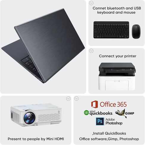 Win11 Laptop Computer, 8GB RAM/256GB NVMe SSD, 15.6 inch 1920x1080 IPS Display, Intel N5095 Quad Core Processor Notebook PC, Support 2.4G/5G Hz WiFi, BT, Type-c PD 3.0 Charging in Saudi Arabia