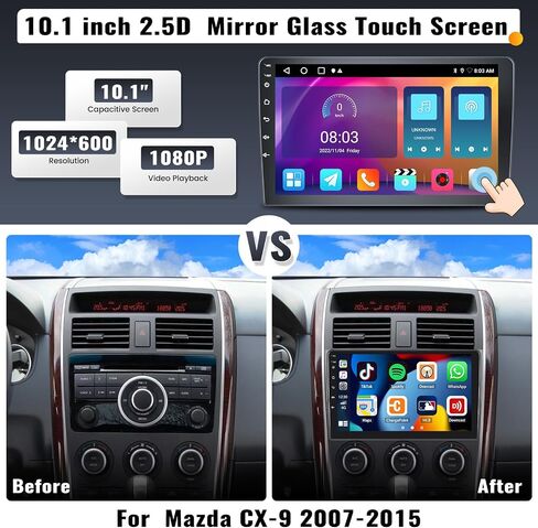 UNITOPSCI 2G+32G Android 13 Car Stereo for Mazda CX-9 2007-2015 Radio Wireless CarPlay Android Auto Radio 10.1 Inch Touchscreen Bluetooth GPS Navigation Mirror Link FM/RDS WiFi SWC + Camera Mic in Saudi Arabia