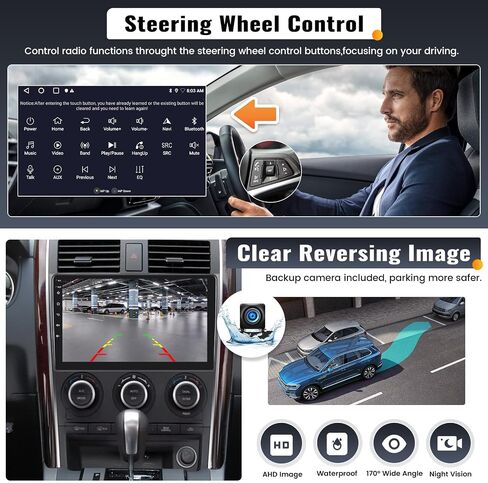 UNITOPSCI 2G+32G Android 13 Car Stereo for Mazda CX-9 2007-2015 Radio Wireless CarPlay Android Auto Radio 10.1 Inch Touchscreen Bluetooth GPS Navigation Mirror Link FM/RDS WiFi SWC + Camera Mic in Saudi Arabia