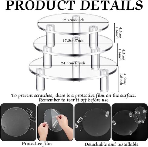 3 Pcs Acrylic Display Riser Round Acrylic Display Stand Clear Round Riser Stands Clear Round Pedestal Riser Board for Home Decor and Organizer in Saudi Arabia