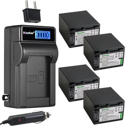 Kastar 4-Pack NP-FV100 Battery and LCD AC Charger Compatible with Sony HDR-PJ200, HDR-PJ220, HDR-PJ230, HDR-PJ260, HDR-PJ26, HDR-PJ30, HDR-PJ320, HDR-PJ330, HDR-PJ340, HDR-PJ340E, HDR-PJ350 in Saudi Arabia