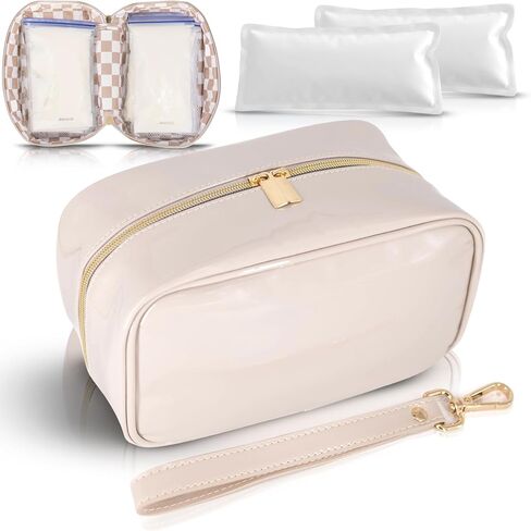 Breast Milk Cooler Travel Bag - Waterproof Breastmilk Storage Bag Cooler w/Ice Pack, Checkerboard Interior, Leather Strap, & More – Versatile Insulated Cooler Bag - Ideal Baby Travel Essentials in Saudi Arabia