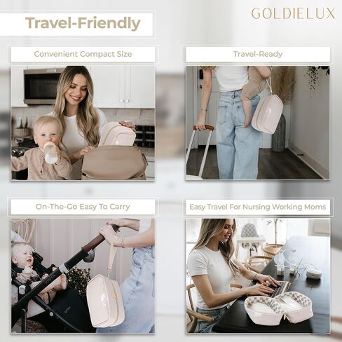 Breast Milk Cooler Travel Bag - Waterproof Breastmilk Storage Bag Cooler w/Ice Pack, Checkerboard Interior, Leather Strap, & More – Versatile Insulated Cooler Bag - Ideal Baby Travel Essentials in Saudi Arabia