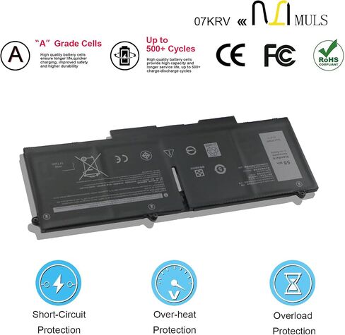 بطارية كمبيوتر محمول 07KRV 58Wh لجهاز Dell Latitude 5330 5430 5530 Precision 3570 Dell P104F P104F005 P104F006 P137G Dell P137G004 P137G005 P137G006 ​​O7KRV ​​M69D0 H4PVC 0H4PVC Y86WG 0Y86WG 08WRCR 8WRCR 078FWY in Saudi Arabia