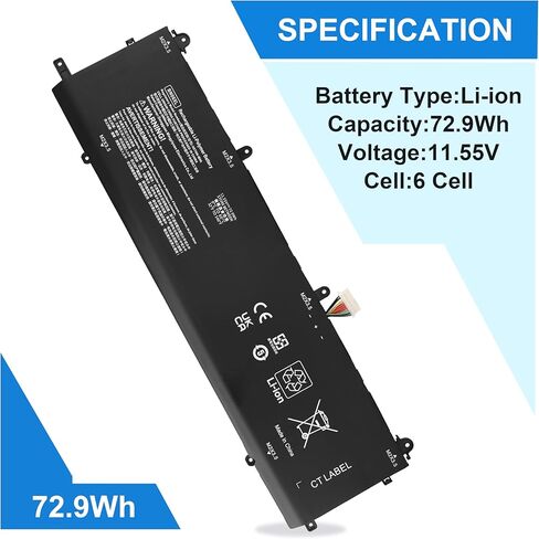 بطارية L68299-005 BN06XL لـ HP Spectre X360 15-EB 15T-EB Series 15-EB0005UR X360 قابلة للتحويل 15-EB0005NI L68235-1C1 HSTNN-IB9A 68299-0055 BN06 BNO6XL BN06072XL 11.55V 72.9Wh in Kuwait